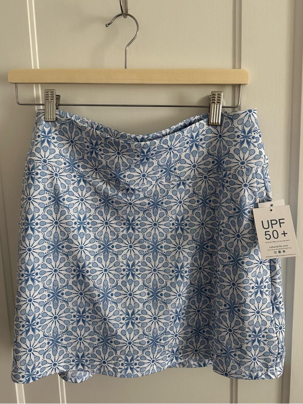 Cabana Life Blue and White Printed Pickleball/Tennis Active Skort